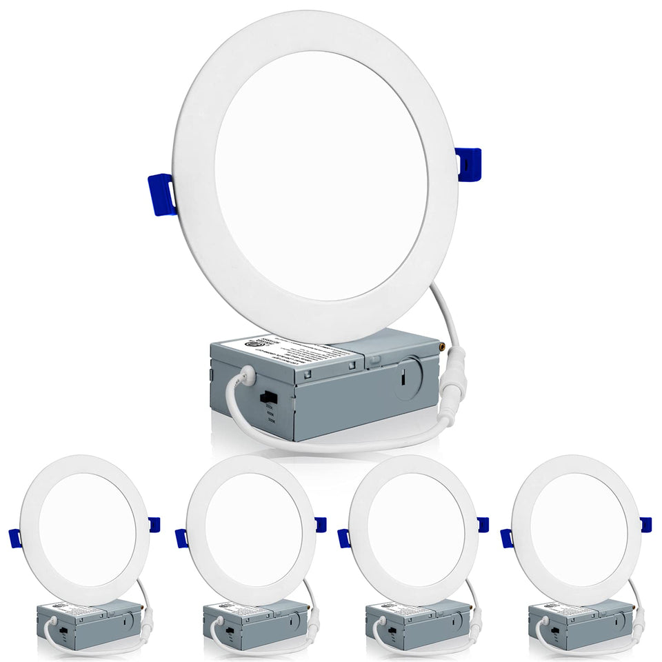 Meconard 4-pack 6-inch LED recessed light with ultra-thin profile for a clean ceiling look.