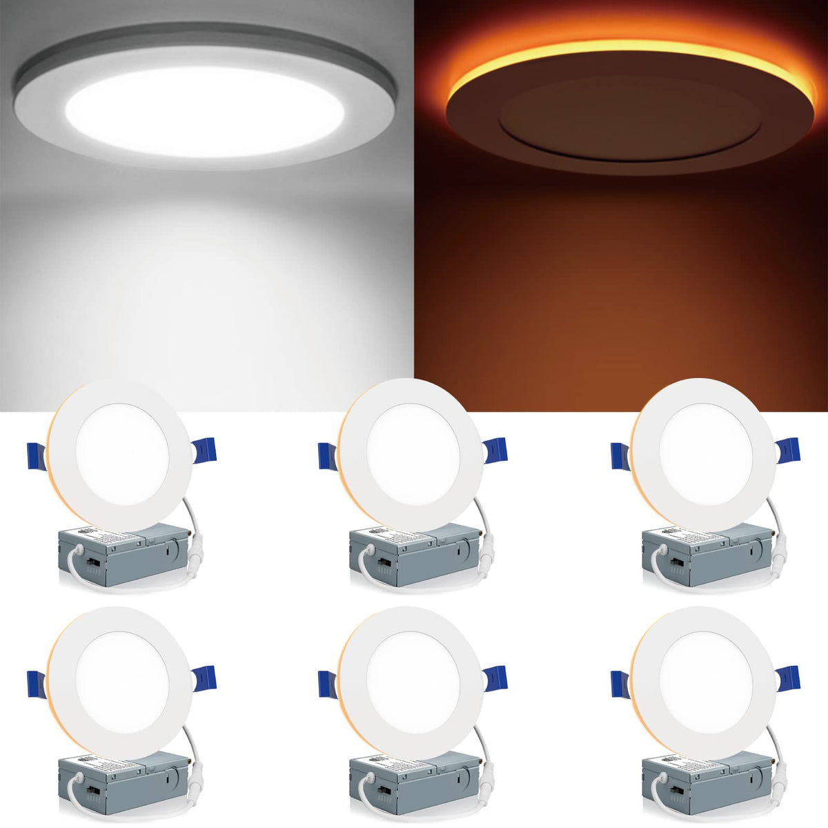 Meconard 6-pack 4in LED downlight delivers clean, energy-efficient ceiling lighting.