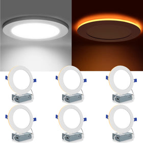 Meconard 6-inch downlight with amber night light for warm hallway ambiance