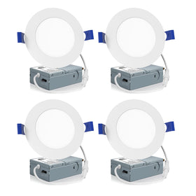 Meconard four-inch LED recessed light showing 2700K warm glow for cozy ambiance.