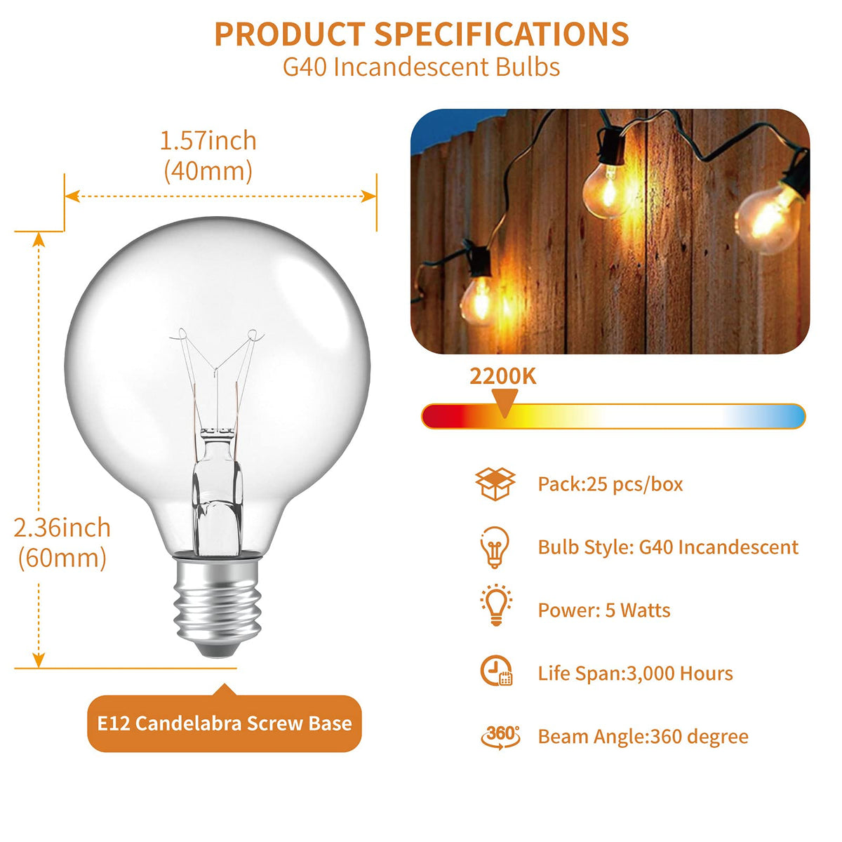 Meconard G40 bulbs showing a vintage Edison filament for retro ambiance