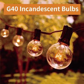 Meconard G40 bulbs in outdoor and indoor string light setup for cozy evenings