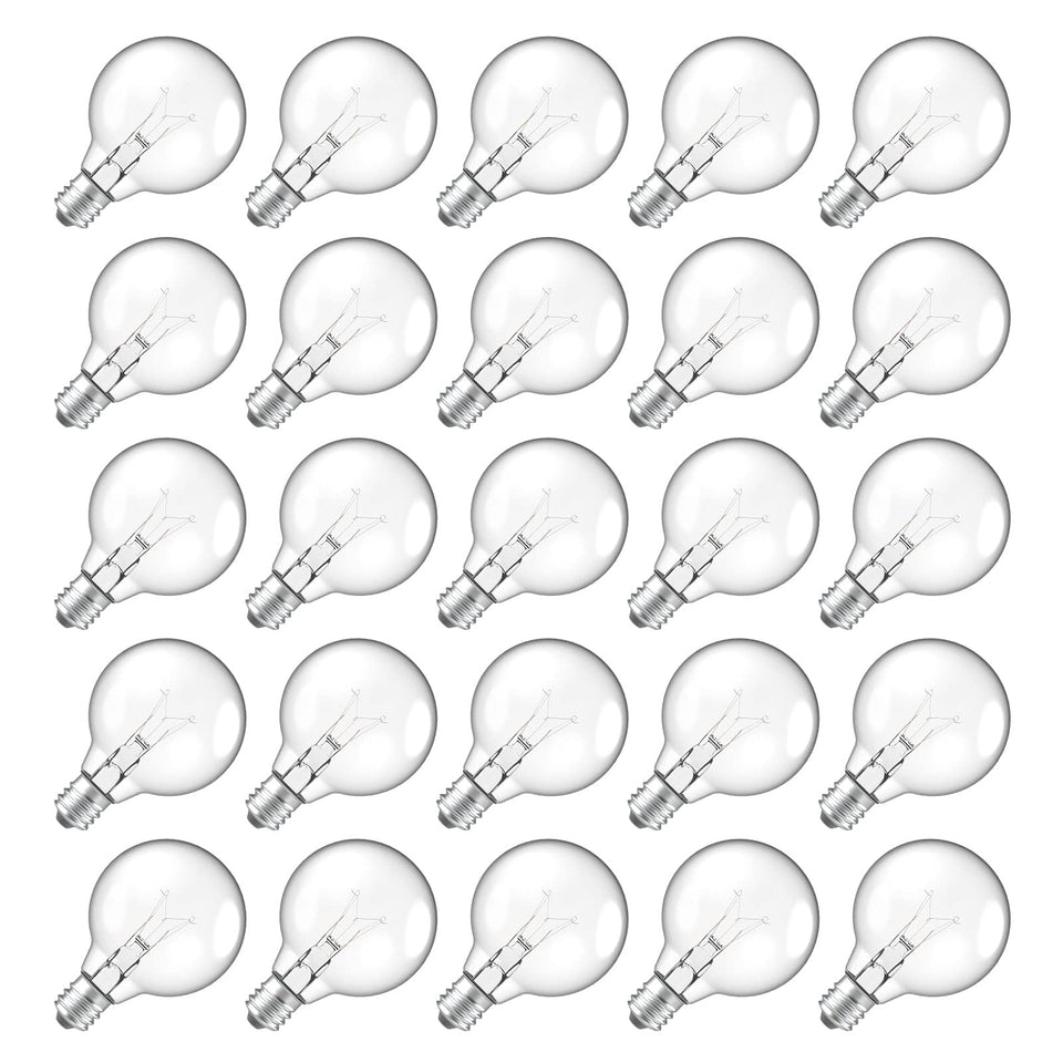 Meconard G40 replacement bulbs with clear glass and warm white light for outdoor string lights