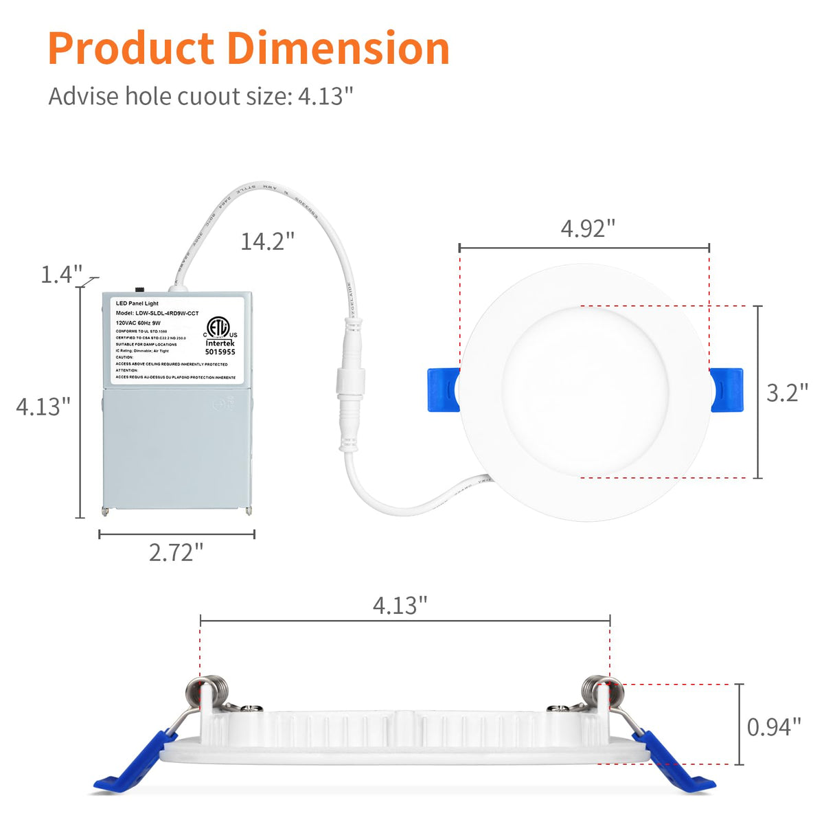 Meconard IC-rated and ETL-listed safety for contact with ceiling insulation.
