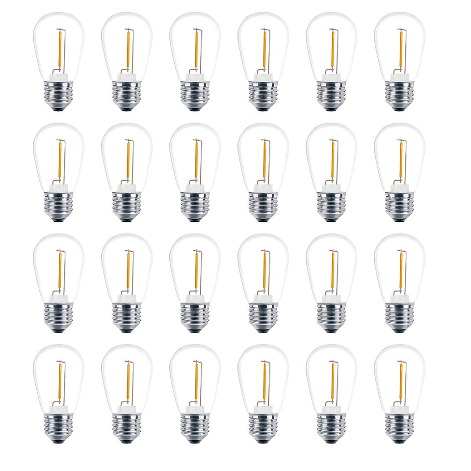 Meconard S14 LED bulbs for outdoor lighting, shatterproof and weatherproof.