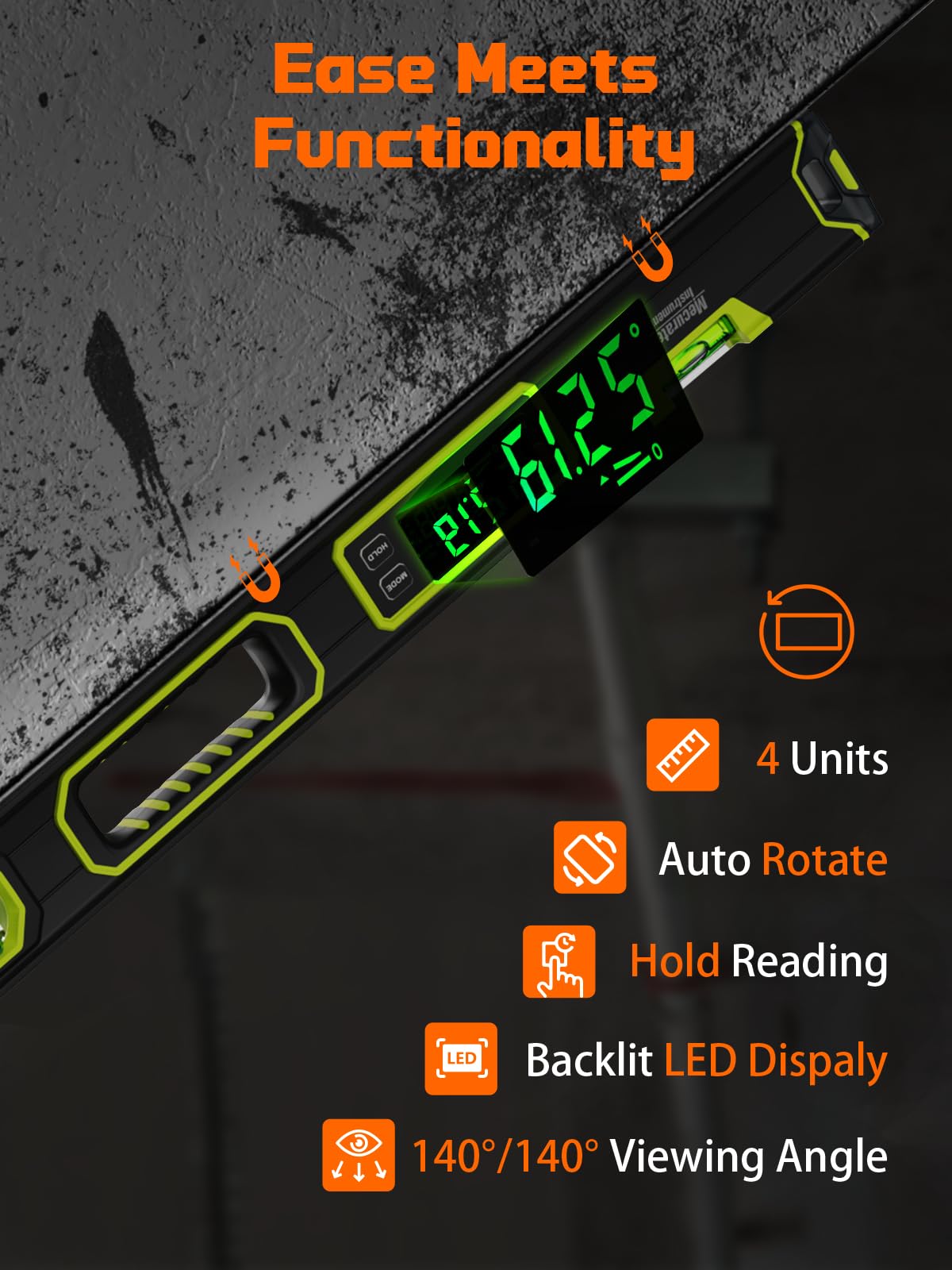 Compact torpedo level from Mecurate fits tight spaces for precise measurements.