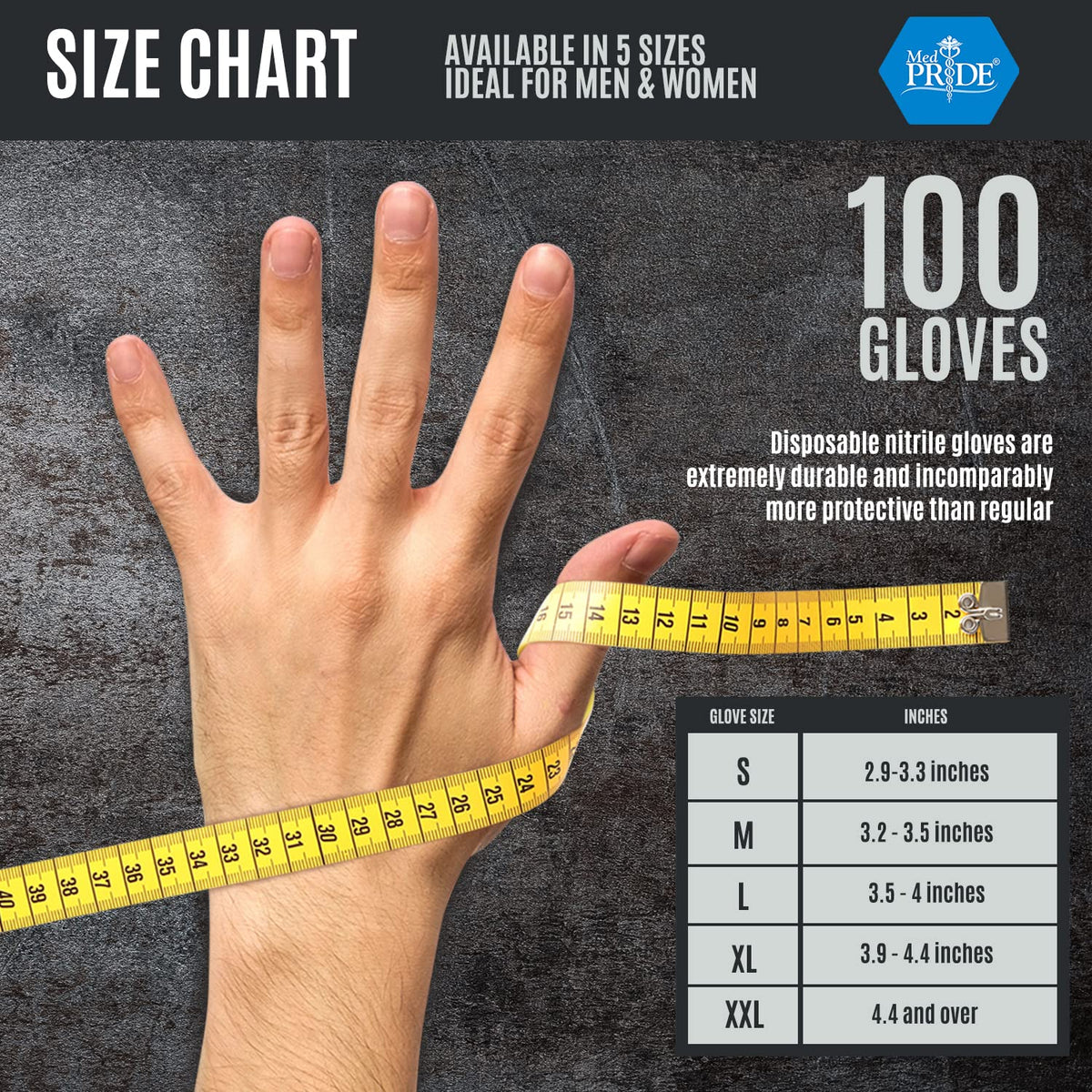 MED PRIDE ambidextrous nitrile gloves for easy donning across tasks