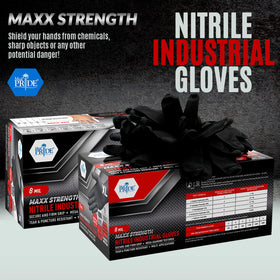 MED PRIDE nitrile gloves with diamond pattern enhancing grip and control.