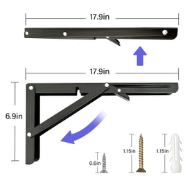Medach 18-inch folding brackets mounted on wall for flexible workspace
