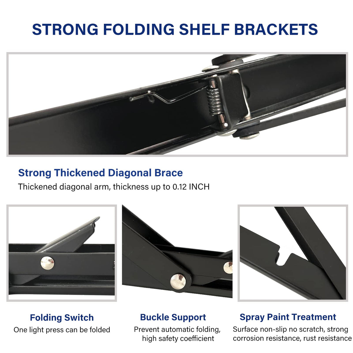Medach 90-degree locking folding brackets providing stable support