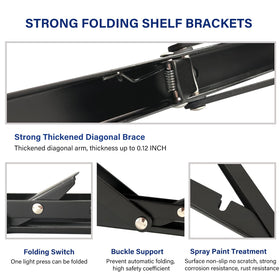 Medach 90-degree locking folding brackets providing stable support