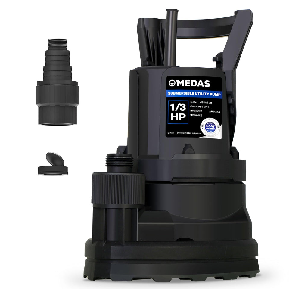 MEDAS portable sump pump for pool water removal and quick cleanup.