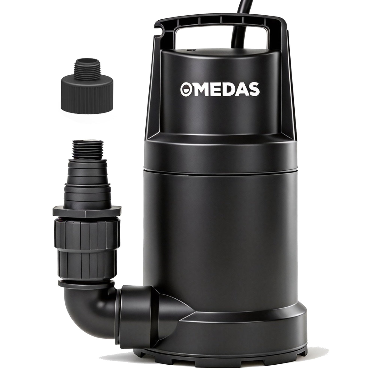 MEDAS portable sump pump near pool edge removing water quickly.