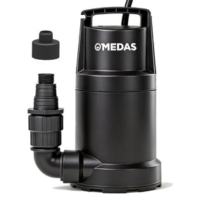 MEDAS portable sump pump near pool edge removing water quickly.
