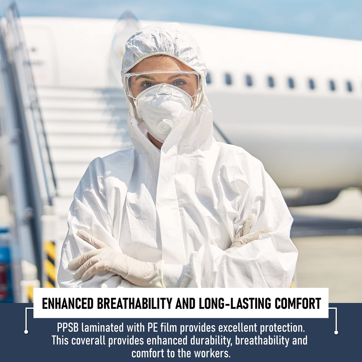 Medical Nation long-sleeve protection covers arms and torso for versatile use.