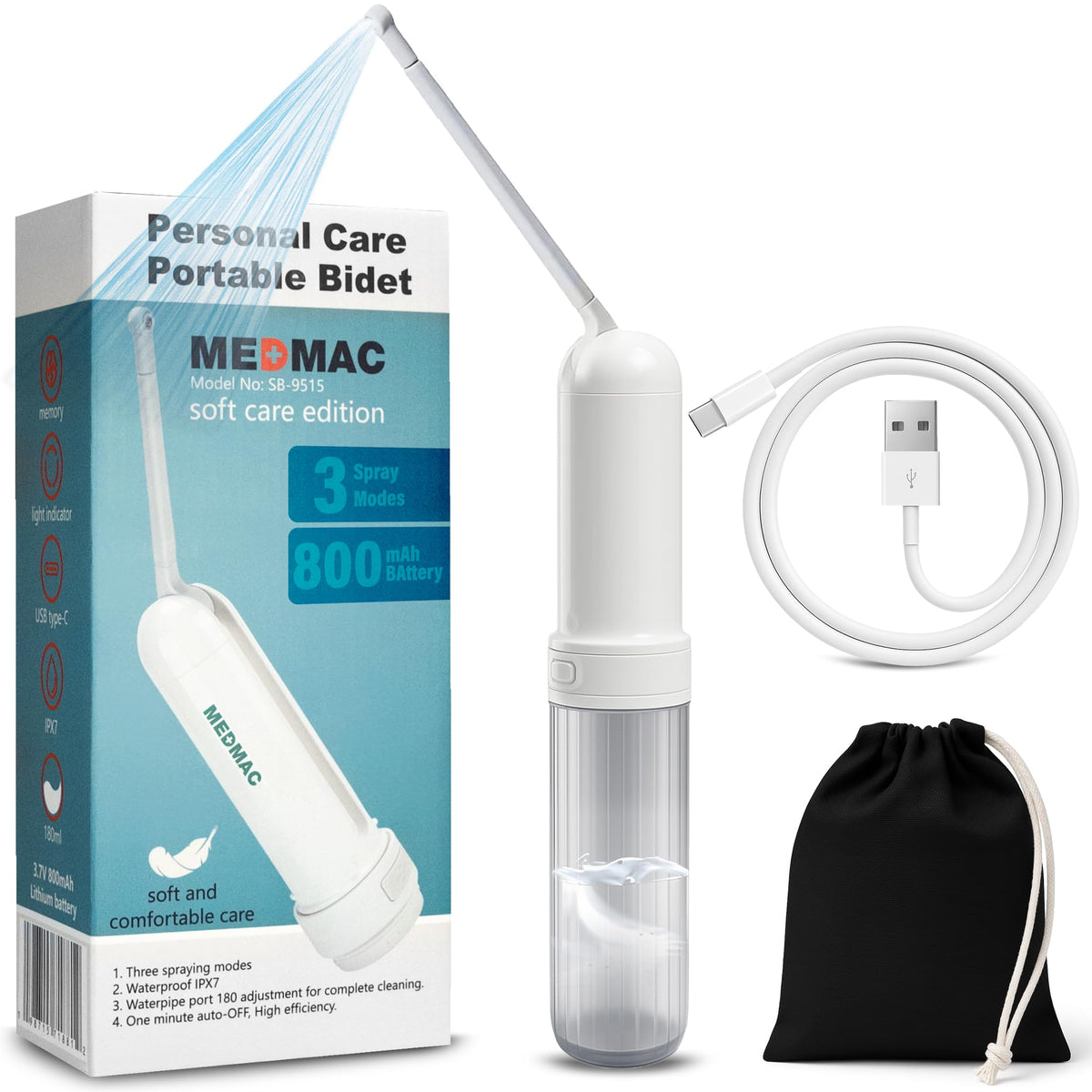 MEDMAC portable bidet in travel-compact form for on-the-go personal hygiene