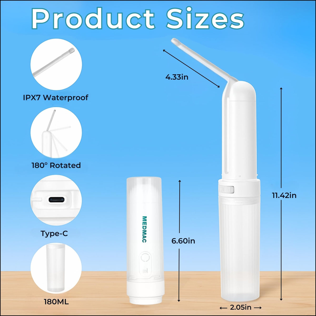 MEDMAC USB-C rechargeable bidet ready for quick charging and travel use