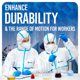 Medtecs hazmat suit full-coverage image highlighting total protection