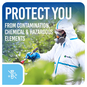 Medtecs hazmat suit sealed-tape packaging preserves cleanliness and ready-to-use convenience.