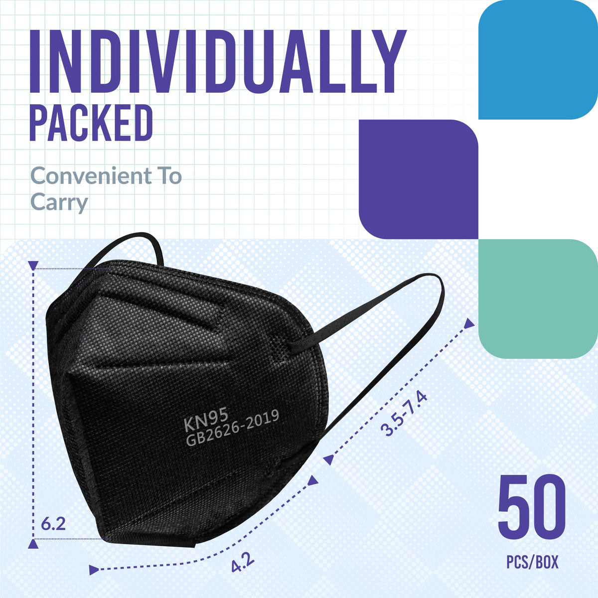 Medtecs black KN95 pack offers a sleek option for daily use.