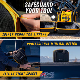 Integrated carry handle and wide strap enable easy one-handed transport.
