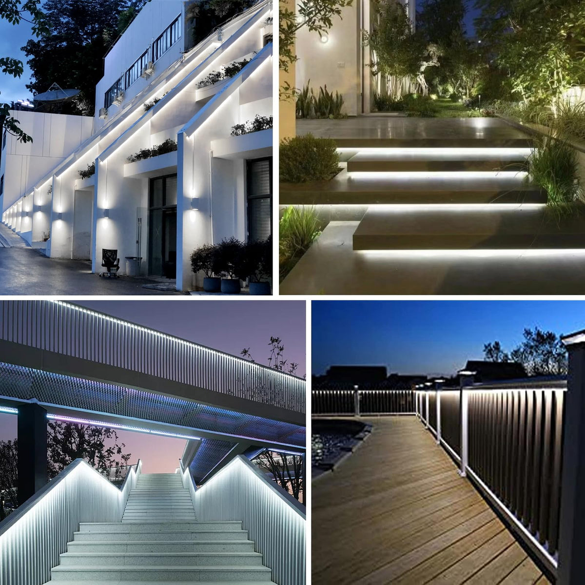 Meewata solar LED strip lights for patio decor with cool white tone.