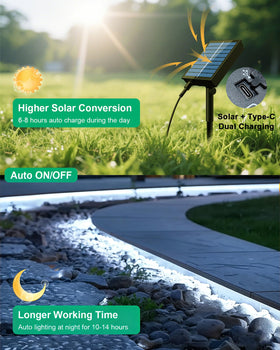 Meewata solar LED strip lights waterproof seal withstands rain.