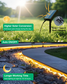Meewata solar LED strip on patio highlights pathways with a soft glow
