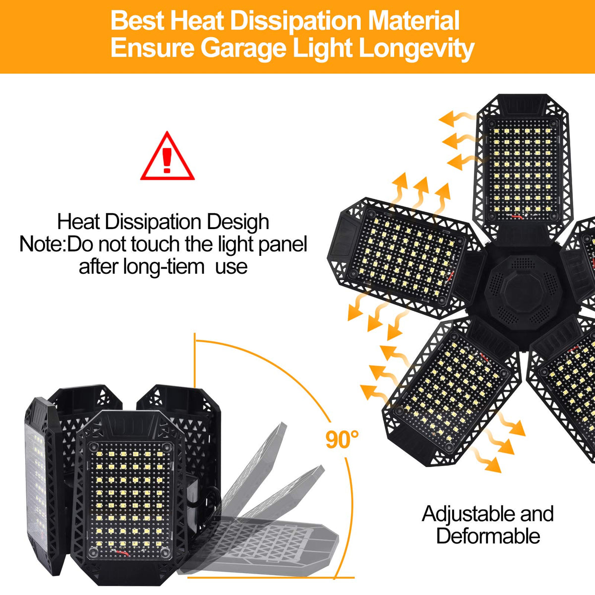 Mefflypee LED garage light energy-saving performance with steady output.