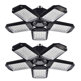 Mefflypee LED garage light five-panel assembly provides 360° coverage for a brighter workspace.