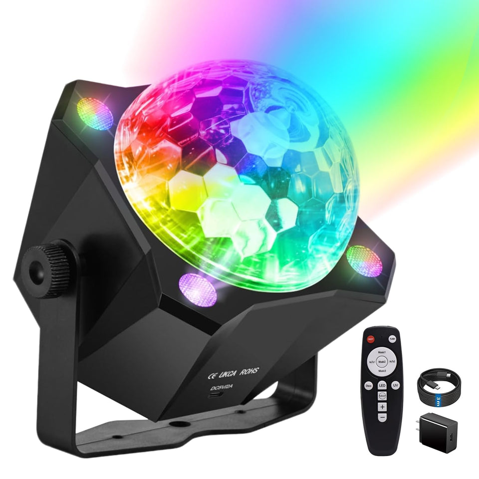 Megaboon disco ball light with remote control for easy party setup.