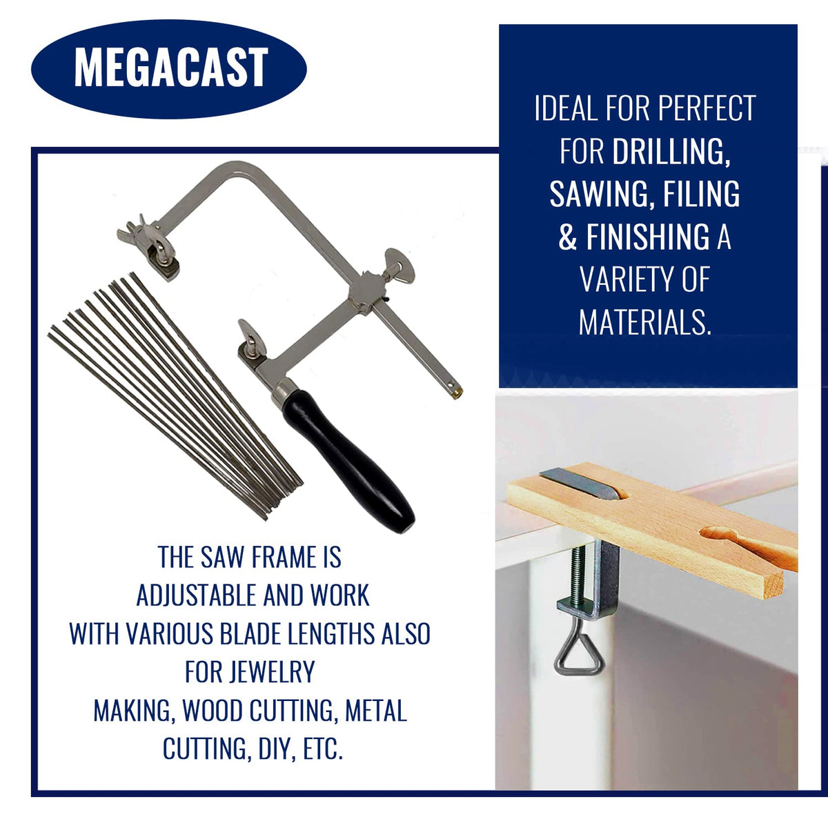 MegaCast durable materials ensure reliable performance on wood and metal.
