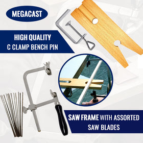 MegaCast saw frame detail shows sturdy metal construction and durability.