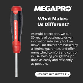 Megapro lifetime warranty seal indicating durable Megapro tooling you can rely on.