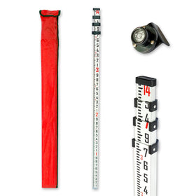MEI SHUO PIN survey rod 14ft extended with bubble level for on-site height measurement