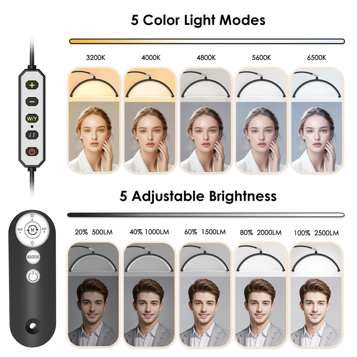 MEIAOELEC offers five color temperatures and brightness levels for detail work