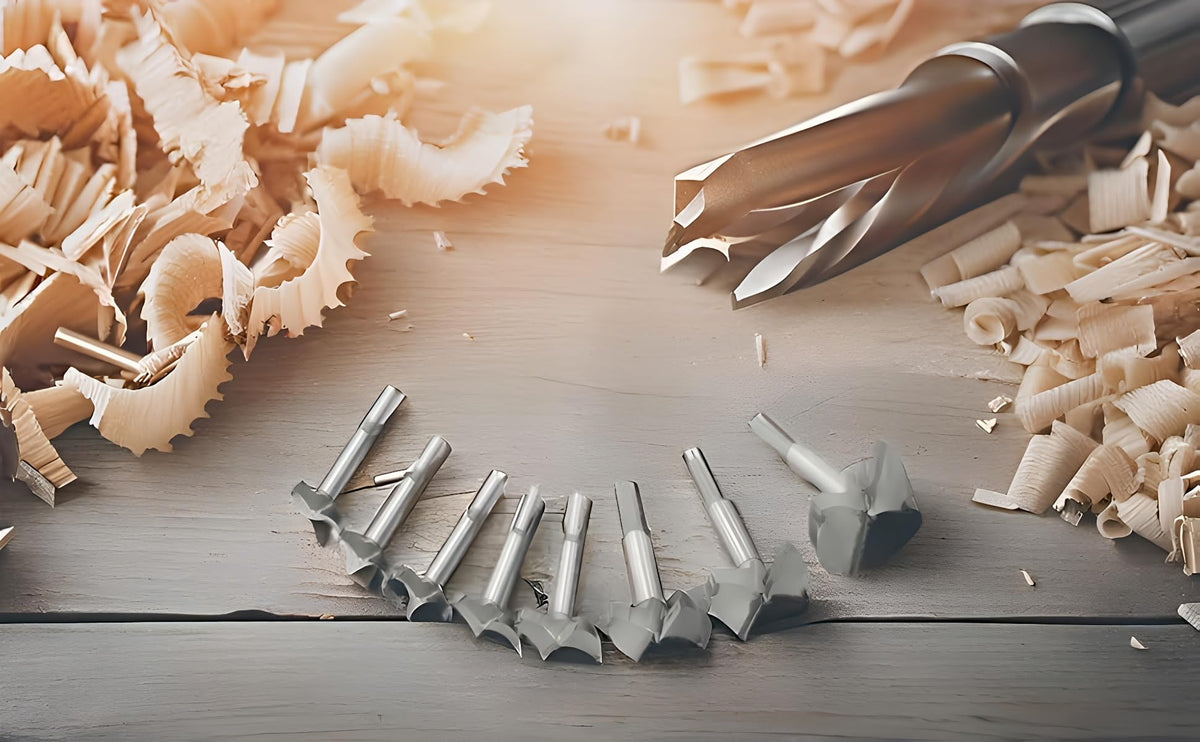 Meichoon Forstner bits in action for woodworking and model projects.