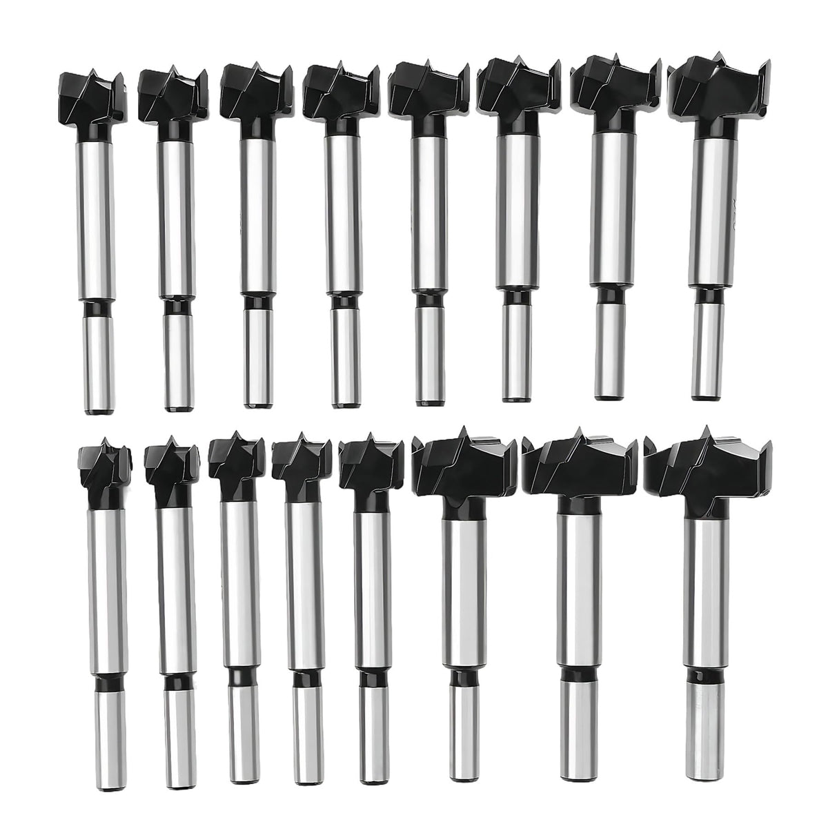 Meichoon Forstner drill bit set close-up shows tungsten steel for precise boring.