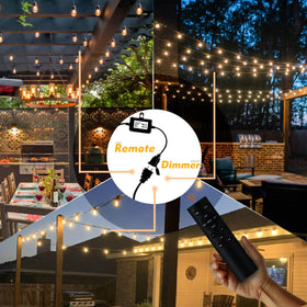 Meidaoduo outdoor string lights glow with remote dimmer for mood lighting