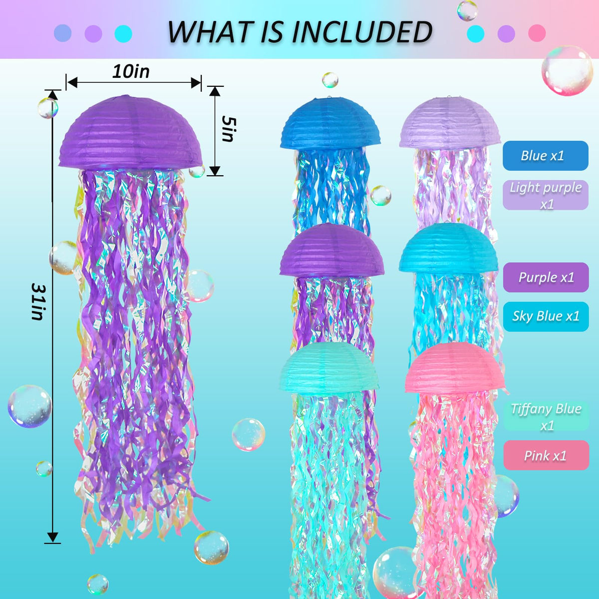 MEIDUO jellyfish lanterns with flowing tassels for dynamic underwater vibes