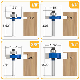MEIGGTOOL rabbet router bit with 3/16 inch bearing for shallow rabbet cuts