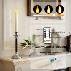 Meigic 7-inch dripless taper candle with 3D flame for realistic glow