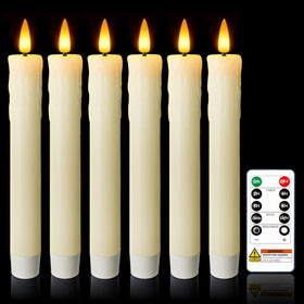 Meigic 7-inch dripless taper candle with remote control for easy, timed ambiance