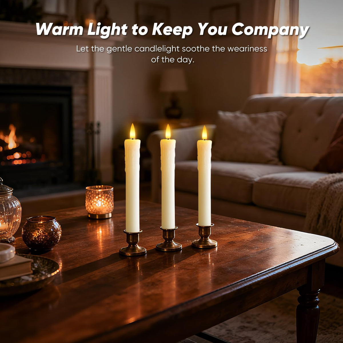 Meigic real-wax ivory taper candle set of six for cohesive decor