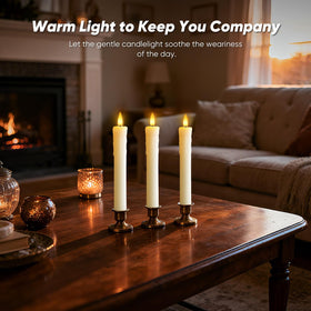 Meigic real-wax ivory taper candle set of six for cohesive decor