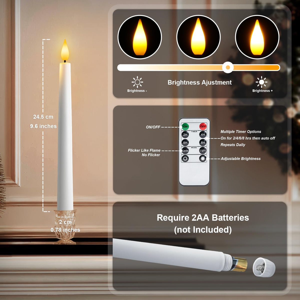 Meigic wedding and holiday taper candle creates ambient settings