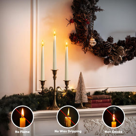 Meigic candles on a festive windowsill for Christmas and Halloween decor