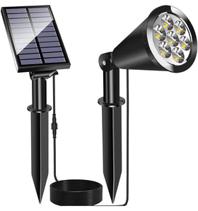 MEIHONG solar spot light front view, compact outdoor lighting for pathways and gardens.