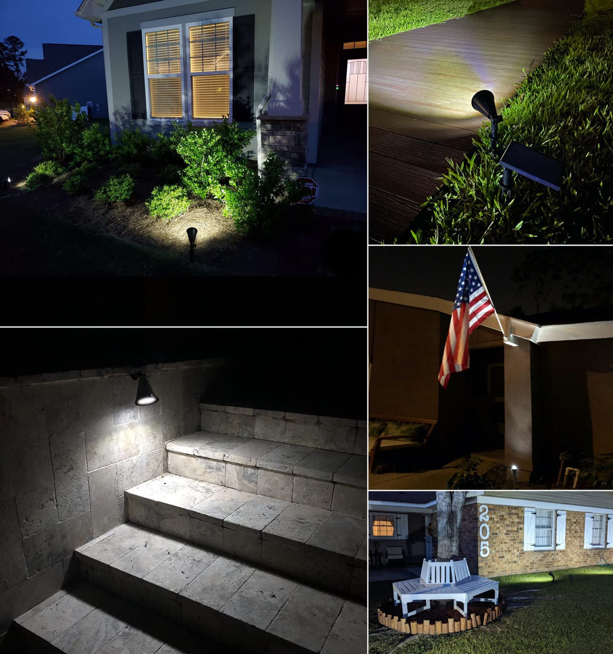MEIHONG solar spot light mounted on wall for porch accent lighting.