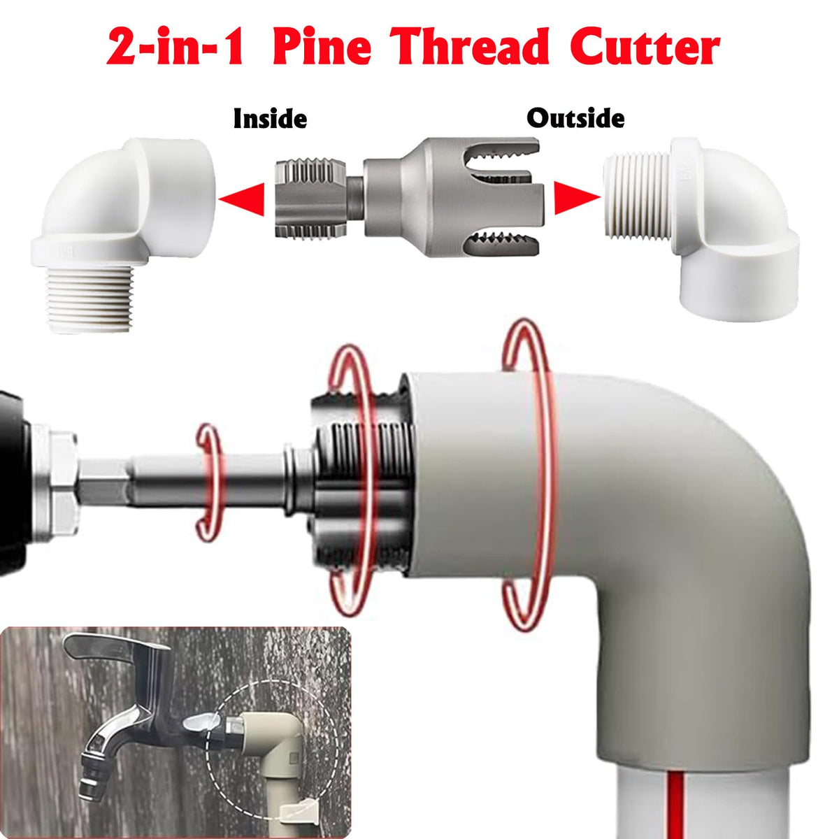 Premium steel teeth deliver clean, precise threads on PVC pipes.